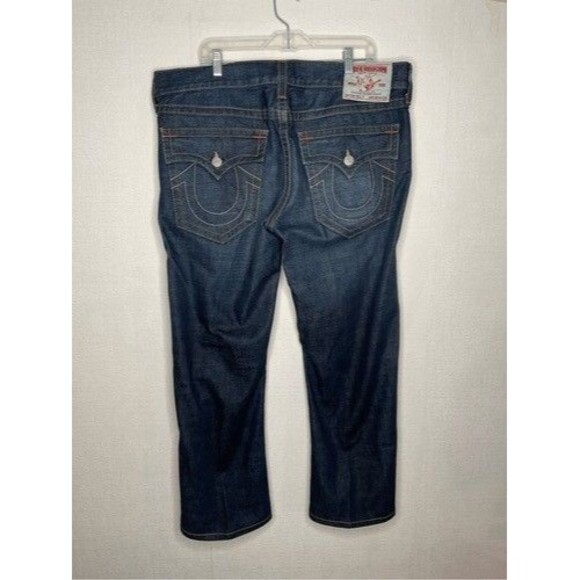 True Religion Billy Seat 34 Blue Stitching FlapPocket Straight Jeans Men Size 38 - Picture 11 of 14